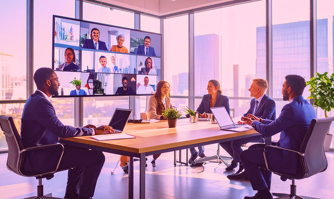 Team meeting with virtual participants